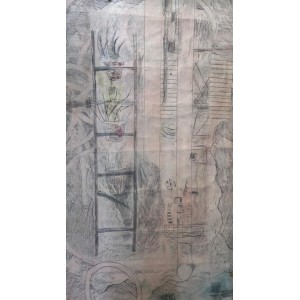 Amna Qamar, 03 x 06 Feet, Graphite, watercolours, embroidery, AC-AMQ-003